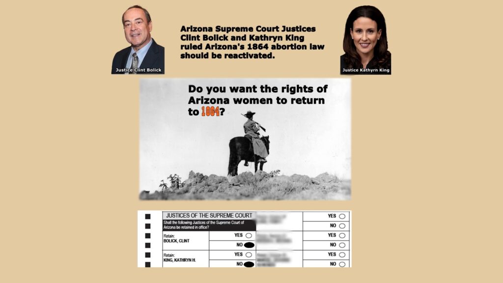 Two Justices who voted to uphold Arizona’s 1864 abortion law are on the ballot